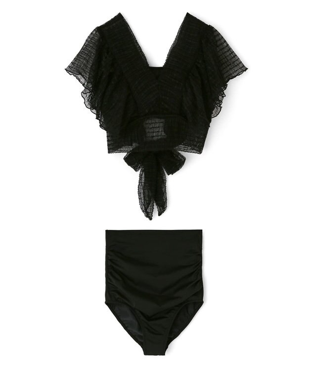 San-ai Resort（三愛水着楽園） フリルスリーブノンワイヤービキニ　9M　【San-ai Resort（サンアイリゾート）】 ブラック