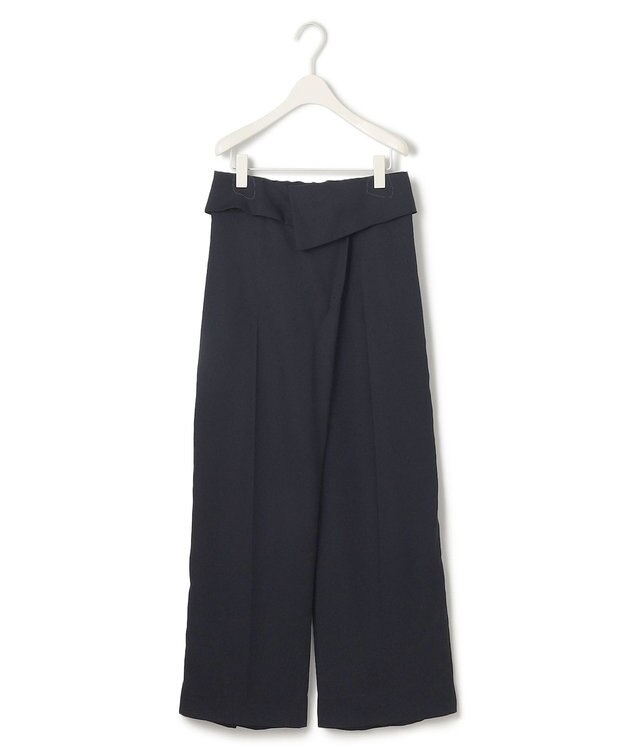 ICB L 【UVケア・接触冷感・速乾・防シワ・洗える】 FluidBackSatin デザインワイドパンツ ネイビー系