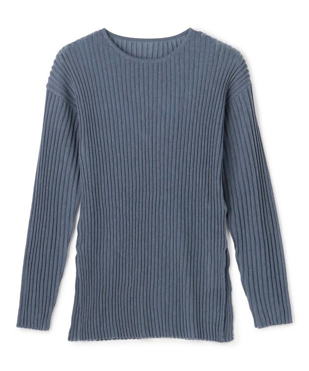 uncrave シアーストライプニット クルーネックトップス ブルーグレー系