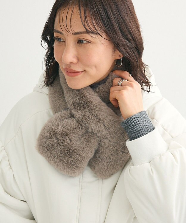 Green Parks リバーシブルフェイクファーティペット Charcoal Gray