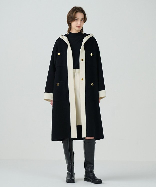 GRACE CONTINENTAL ラインフードリバーコート ブラック