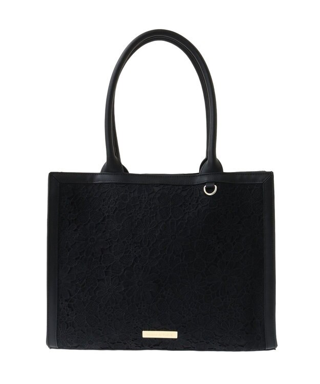 Maison de FLEUR EC限定フラワーレーススクエアトートバッグ Black
