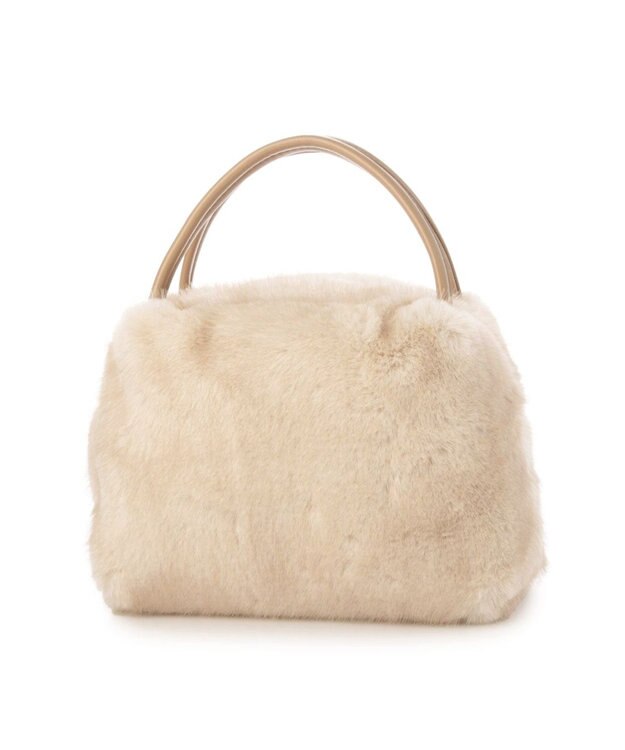 UNBILLION カシュカシュ cachecache / ミンク風エコファー2wayボックストート アイボリー