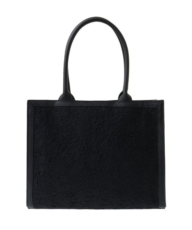 Maison de FLEUR EC限定フラワーレーススクエアトートバッグ Black