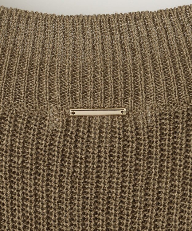 自由区 S 【洗える】リネンミドルゲージニット ベスト カーキ