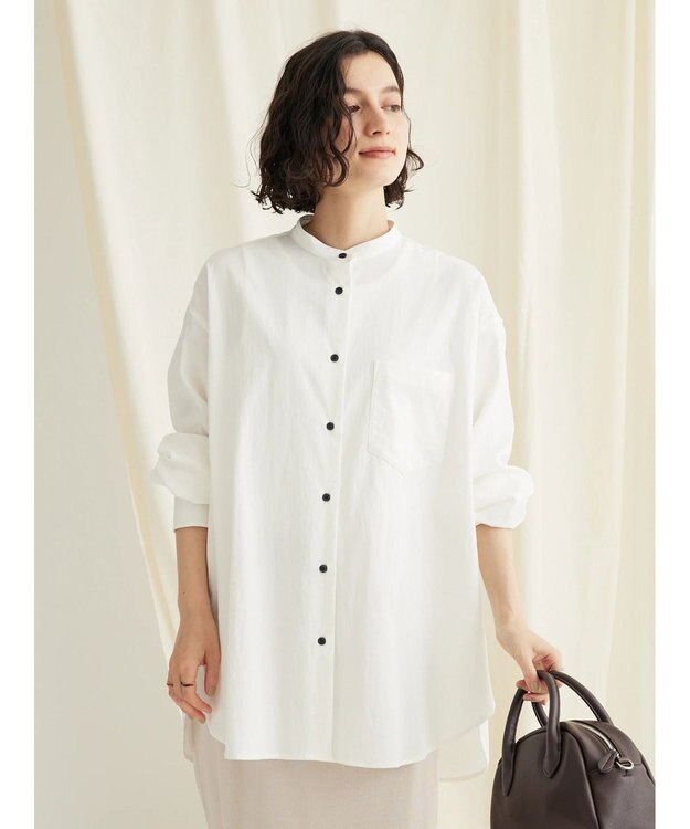 CRAFT STANDARD BOUTIQUE レーヨンデシンバンドカラーシャツ Off White