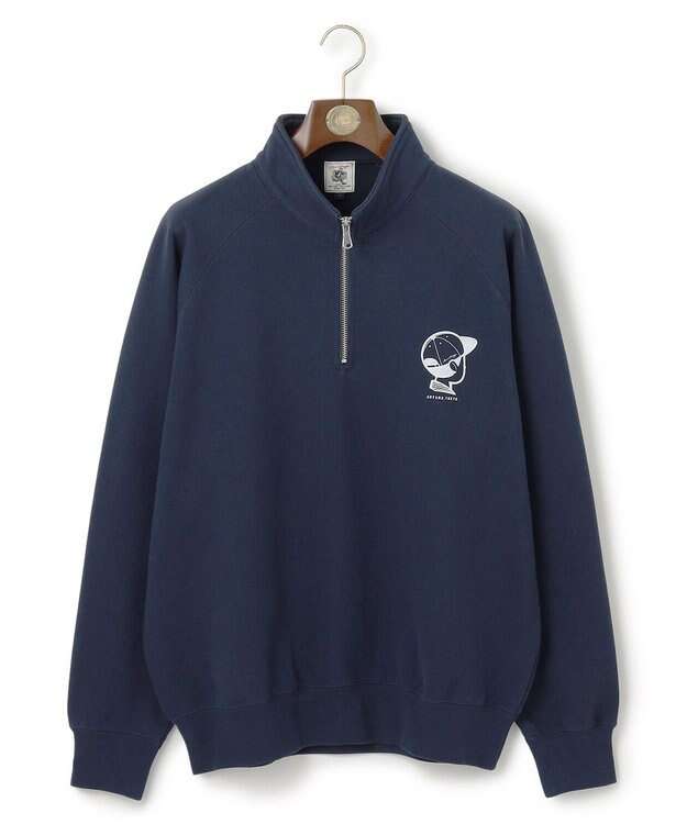 J.PRESS MEN 【AaronChang】【UNISEX】ワンポイントハーフジップ スウェットシャツ ネイビー系
