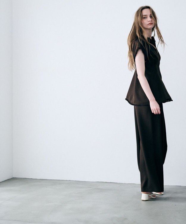 uncrave リネンライクツイル ジレブラウス ダークブラウン