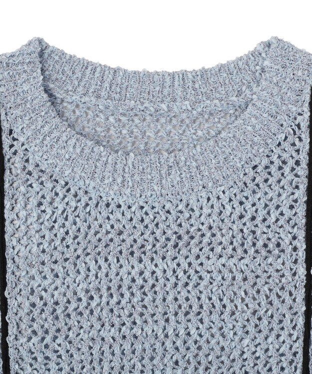 earth music&ecology 配色ラインＭＩＸニットベスト Blue