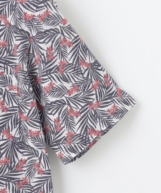 JOSEPH ABBOUD 【リネン素材/清涼感/吸水速乾】リネンハニカムプリント 半袖 シャツ レッド系6