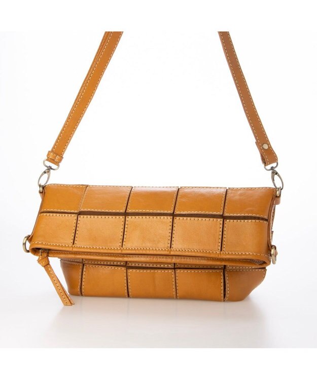 UNBILLION ピークスピーク PEAKS PEAK / 牛革パッチワーク口折れ2wayショルダー キャメル