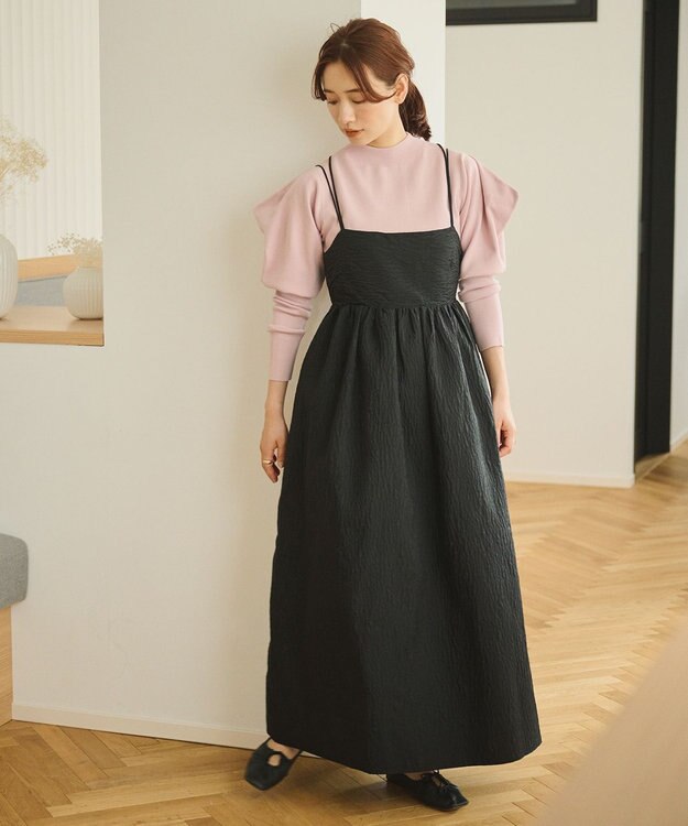 #Newans 【洗える】スクエアショルダーポイントニット ピンク