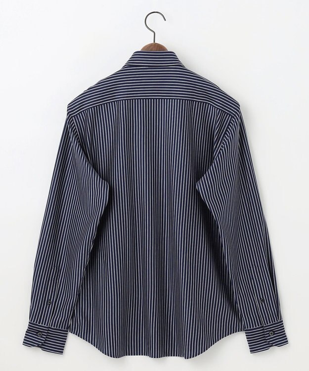 JOSEPH ABBOUD 【綿100％・自然なストレッチ】マイクロストライプジャージー シャツ ネイビー系1