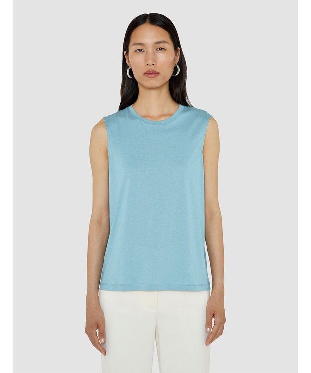 JOSEPH 【洗える】コットンシルク　ジャージータンクトップ Lagoon