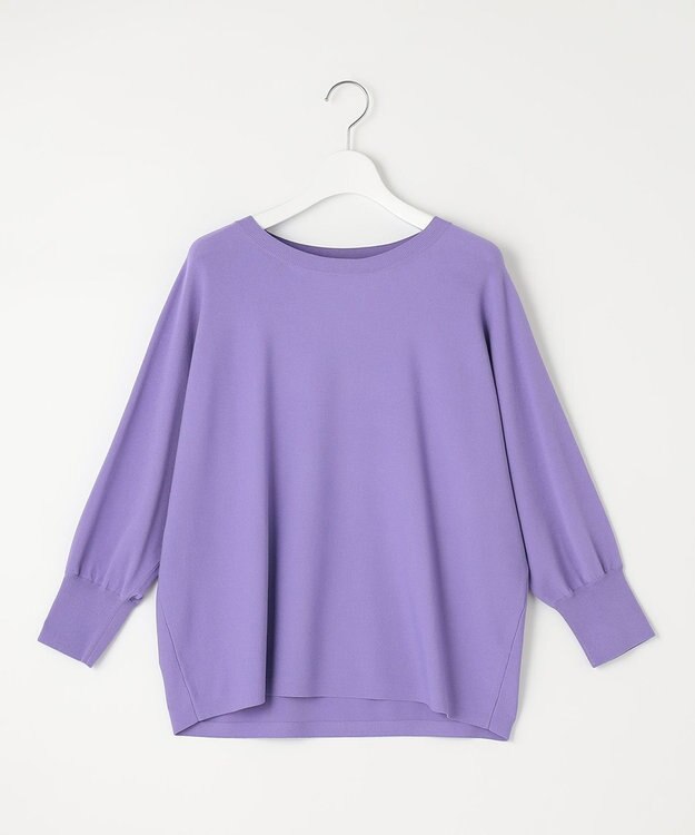 自由区 【洗える】クレープストレッチドルマンスリーブ7分袖 ニット パープル系