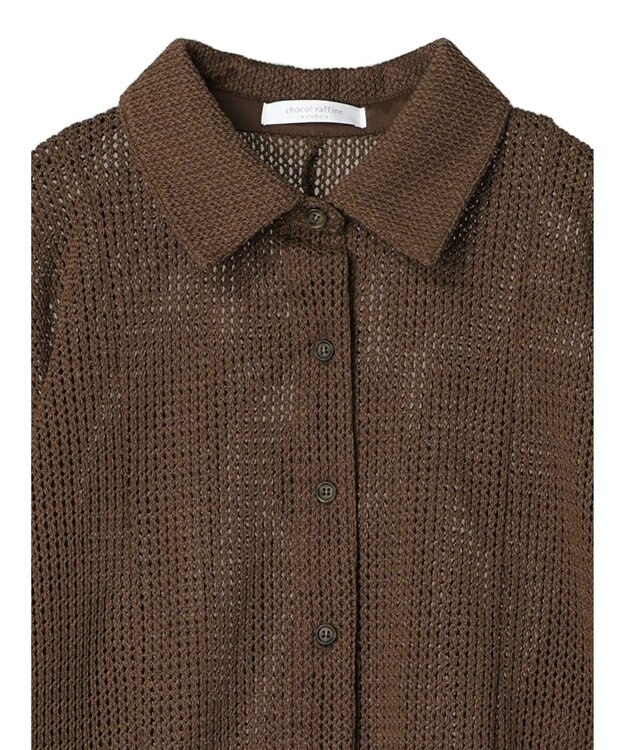 Green Parks カットレースシャツチュニック Brown