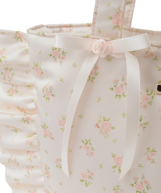 Maison de FLEUR ローズプリントフリルトートバッグ Light Beige