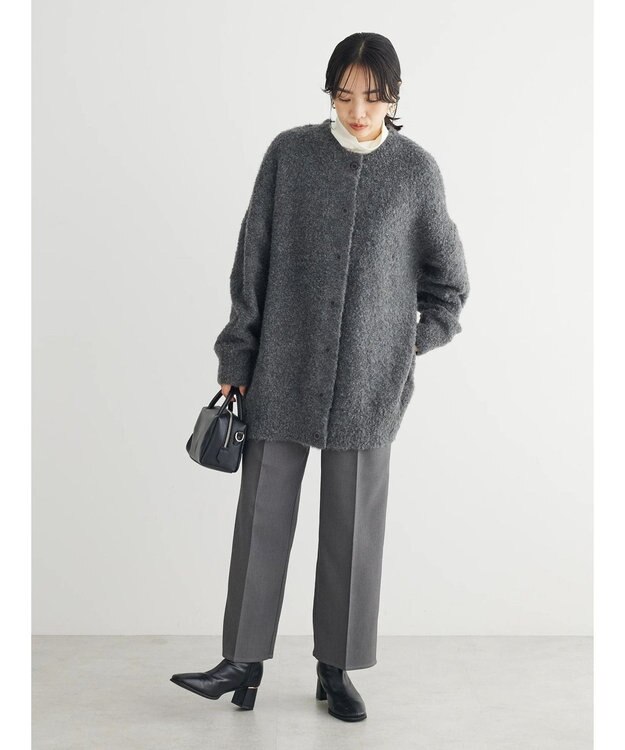 Green Parks ブークレゆるニットカーディガン Gray