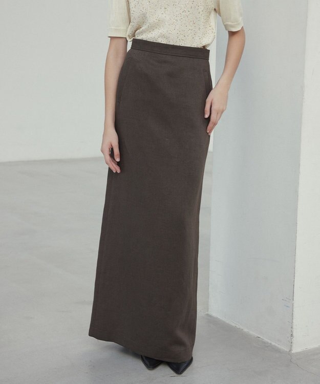 BEIGE， 【Oggi 5月号掲載】CRINUM / Iラインリネンマキシスカート Dark Brown