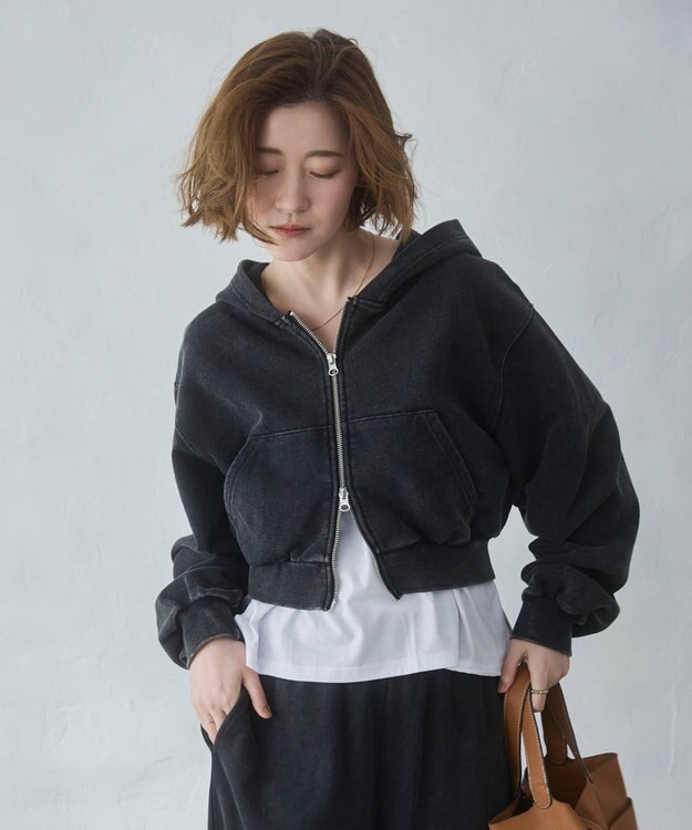 WEGO ショートZIPパーカー スミクロ