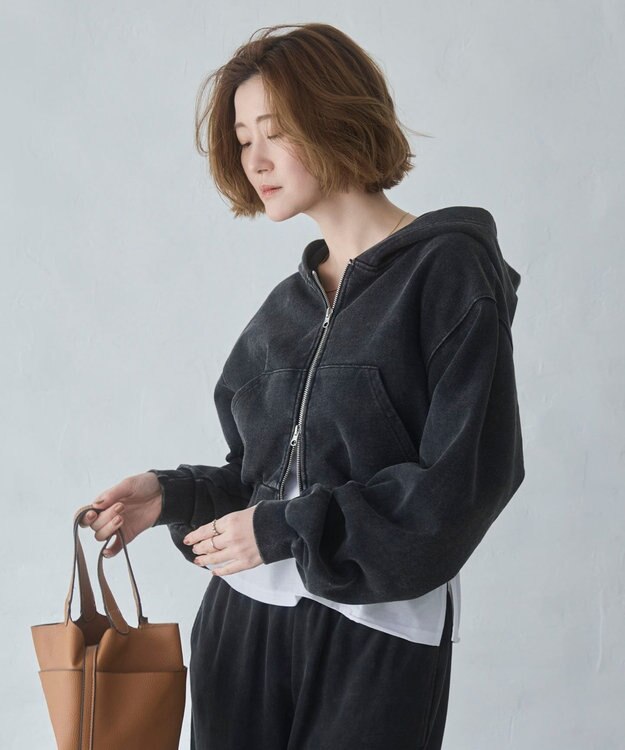 WEGO ショートZIPパーカー スミクロ