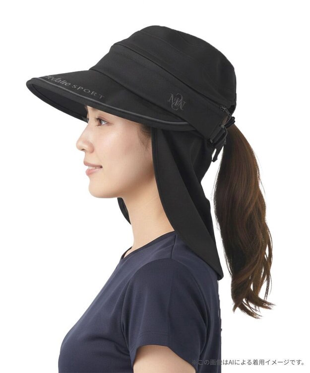 FILA GOLF／marie claire 【marie claire SPORT】 サンバイザーにも変わる タレ付き6WAYキャップ ブラック