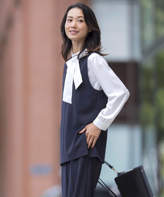 J.PRESS LADIES 【WEB限定】ジョーゼットジャージー ベスト ネイビー系