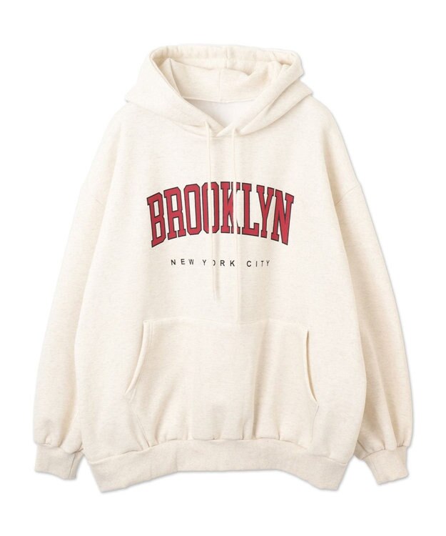 WEGO 【裏起毛】BROOKLYNロゴビッグパーカー オートミール