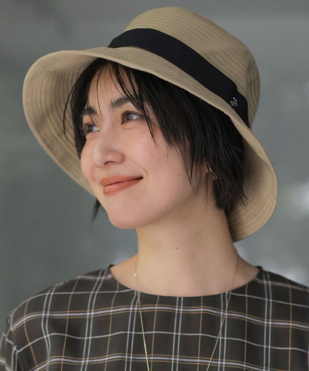 J.PRESS LADIES 【WEB限定カラーあり・春夏のお出かけに・畳める】ブレードHAT ベージュ×ブラック系