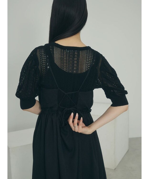 Green Parks ａ．バックオープンキャミワンピース Black