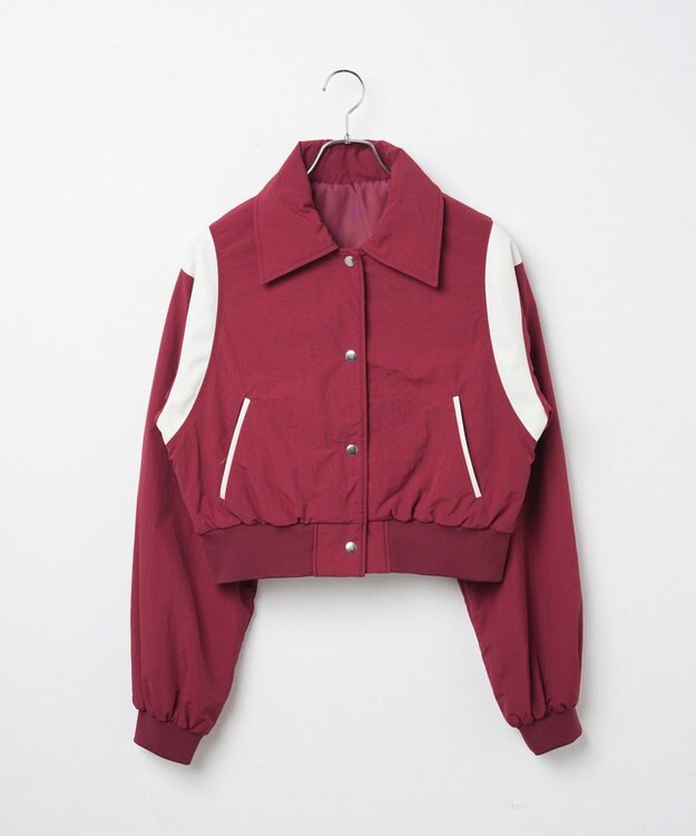 WEGO ナイロン切替ショートスタジャン ワイン