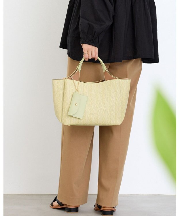 MioFIRANO ウーブンルックハンドバッグ 2WAY パスケース付き　FIRANO フィラノ GREEN