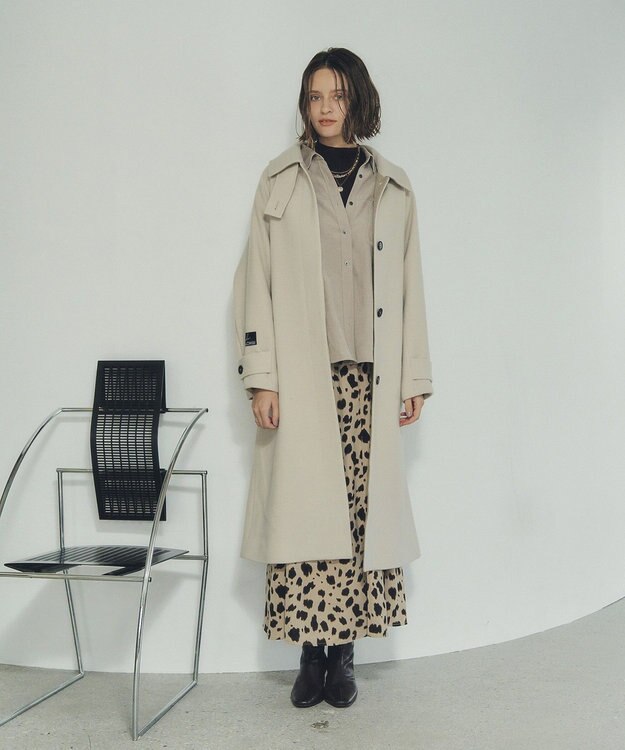 YECCA VECCA ウール混ステンカラーロングコート Light Beige