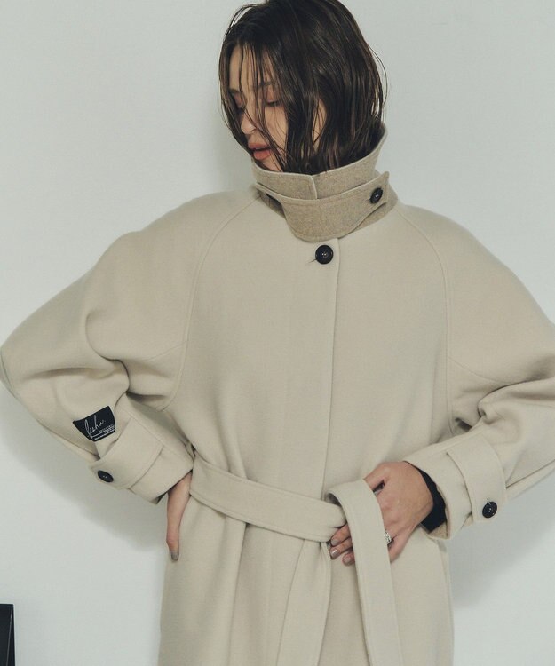 YECCA VECCA ウール混ステンカラーロングコート Light Beige