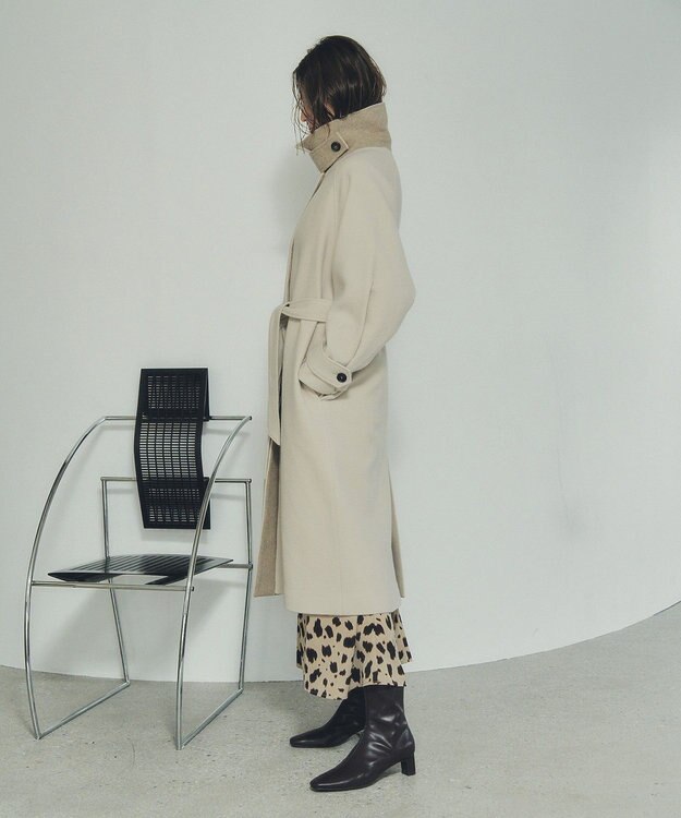 YECCA VECCA ウール混ステンカラーロングコート Light Beige