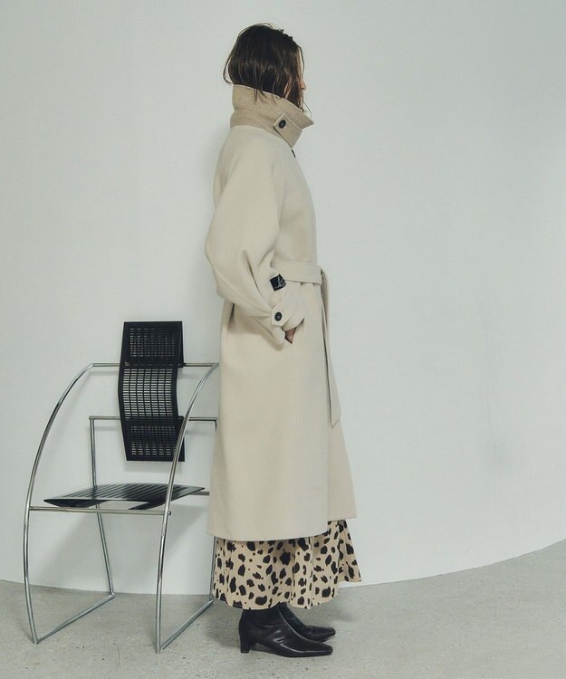 YECCA VECCA ウール混ステンカラーロングコート Light Beige