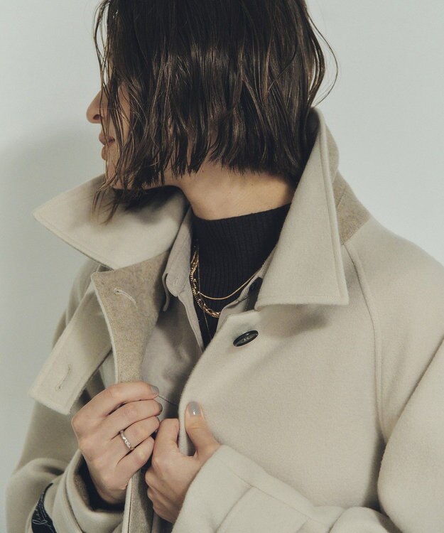 YECCA VECCA ウール混ステンカラーロングコート Light Beige