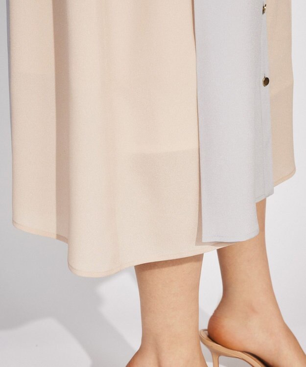 GRACE CONTINENTAL プリーツ配色ワンピース グレー