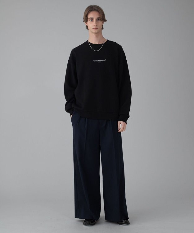 WEGO 【ユニセックス着用ITEM/2点SET/MLサイズ展開】アクセ付きフォトグラフィックプルオーバー ブラック