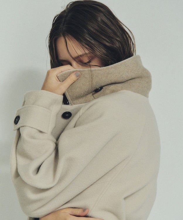 YECCA VECCA ウール混ステンカラーロングコート Light Beige