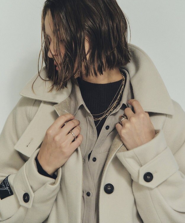 YECCA VECCA ウール混ステンカラーロングコート Light Beige