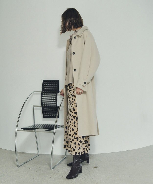 YECCA VECCA ウール混ステンカラーロングコート Light Beige