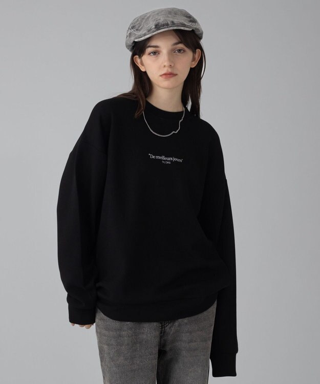 WEGO 【ユニセックス着用ITEM/2点SET/MLサイズ展開】アクセ付きフォトグラフィックプルオーバー ブラック