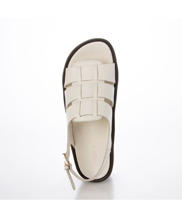 MODE ET JACOMO <MODE ET JACOMO>厚底グルカデザインウエッジサンダル ホワイトコンビ