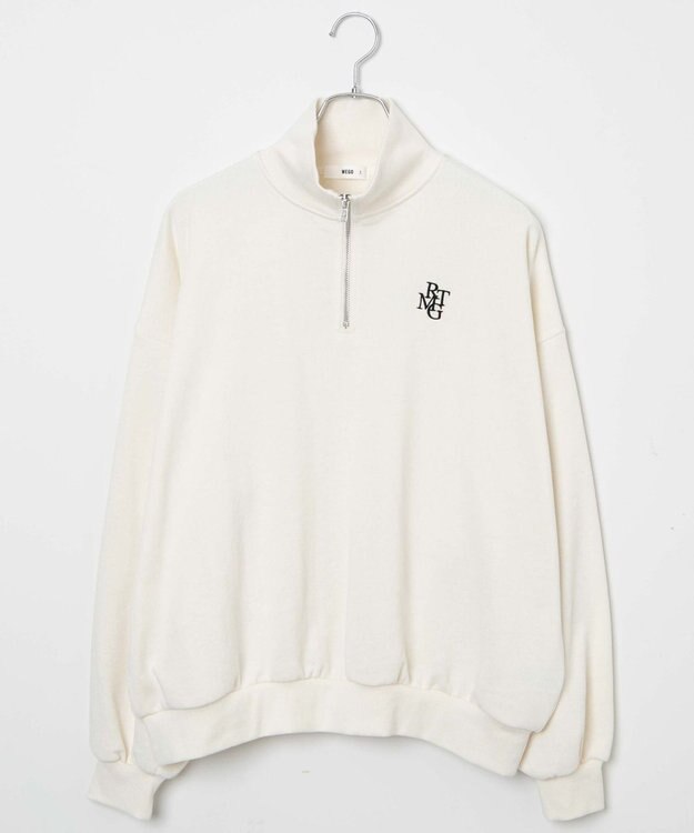 WEGO ハーフジップBIGスウェット オフホワイト