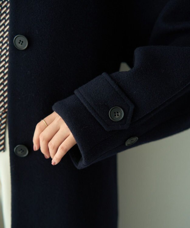 YECCA VECCA ウール混ステンカラーロングコート Dark Navy