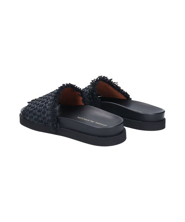 INTER-CHAUSSURES 【ANGEL ALARCON】フットベッドラフィアスライドサンダル ブラック雑材