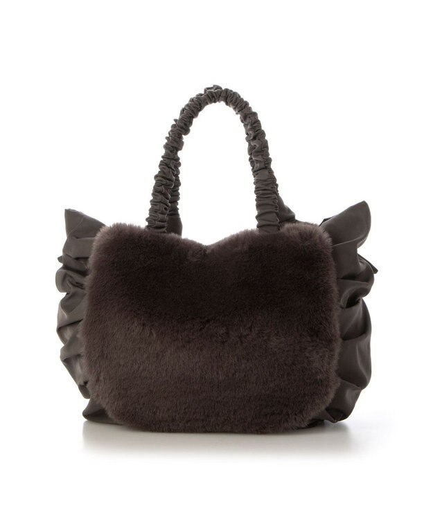 UNBILLION カシュカシュ cachecache / 下がりリボンエコファーコンビラウンドトート GY