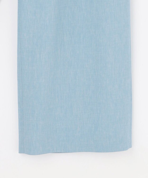 自由区 【セットアップ対応・楽チンキレイ見え】ソフトリネンダンガリーワイド パンツ サックス