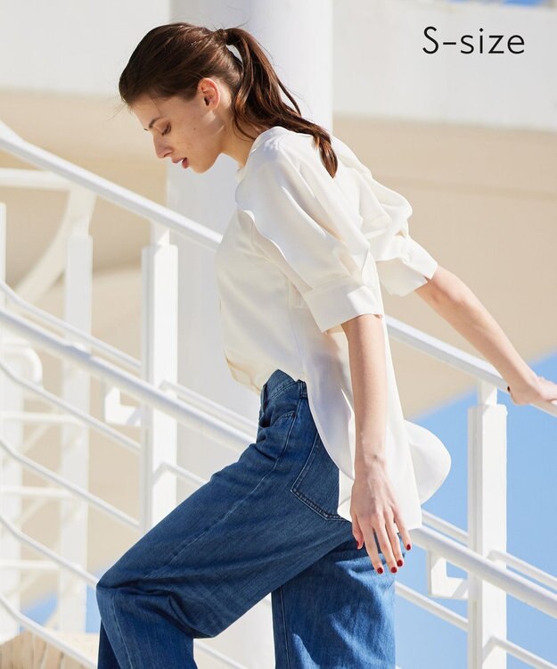 BEIGE， 【S-size】HYACINTH / スタンドカラーブラウス アイボリー系